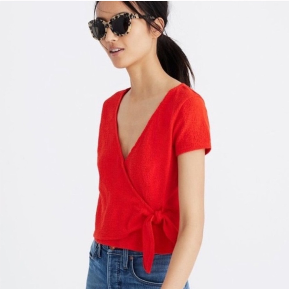 🍒Red Madewell Wrap Top🍒